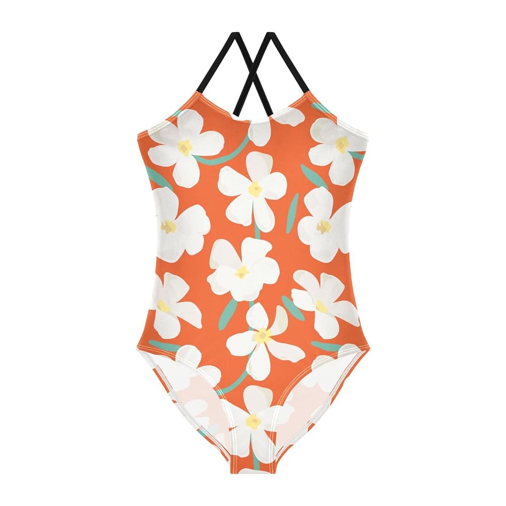 Amazon.com: ZZKKO Tropical Plumeria Flower Girls Swimsuit